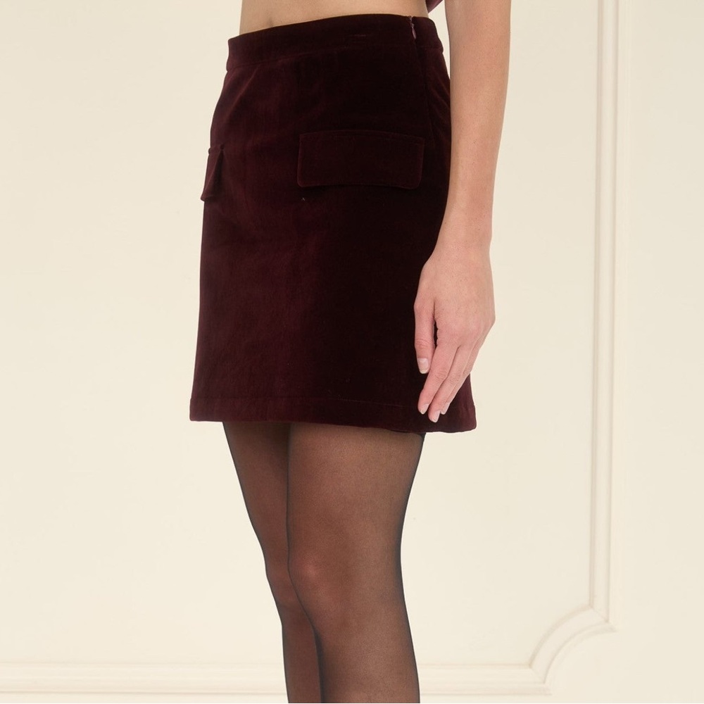 Moon River Burgundy Velvet Mini Skirt - Picture 3 of 4
